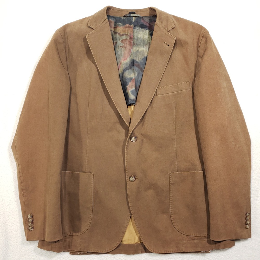 Kroon Blazer Mens 44R Brown‎ Cotton Stretch Bono Wash Two Button Sport Coat 9403